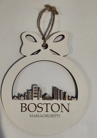 Boston, Massachusetts Skyline Laser Engraved Ornament