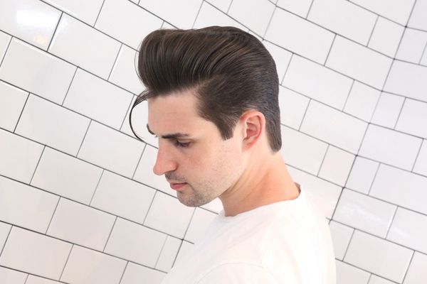 Flow back
Slick back
Mid length hair
Haircut