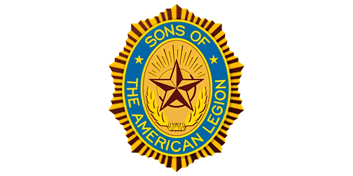 Emblem of Sons of The American Legion with a star and laurel design.