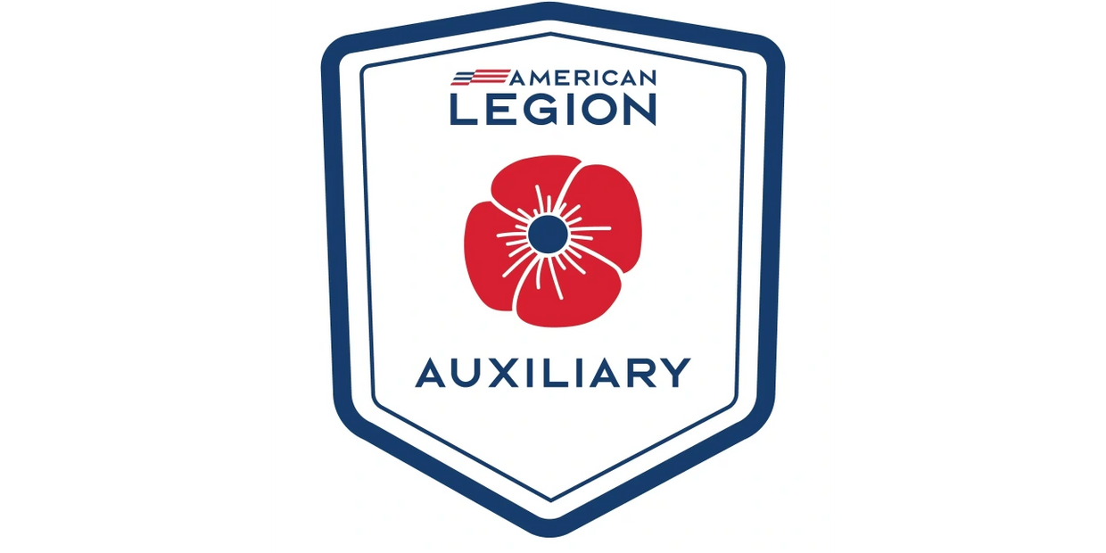 American Legion Auxiliary emblem with red poppy and blue shield.