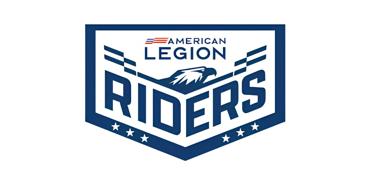 American Legion Riders logo with an eagle and stars in blue and white.