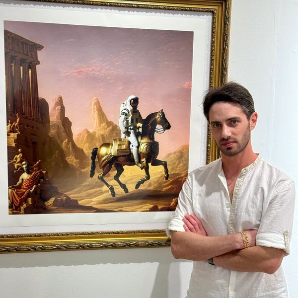 Steven Morse with Cosmic Cowboy, exhibiting at Art Miami in 2023 with Rudolf Budja Gallery.