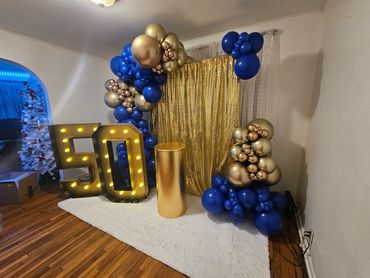 Blue and gold birthday decoration 50th birthday decoration