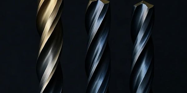 Gebruikte hardmetalen boren klaar voor recyclage of verkoop.