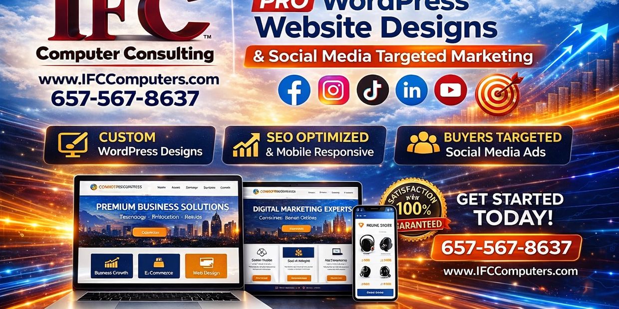 Pro Website Design and Marketing Graphic.