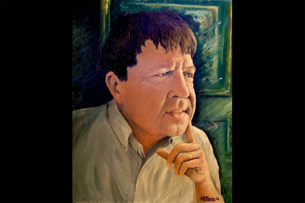 Oil painting of a man.  "Duane ©SKParker 2006.