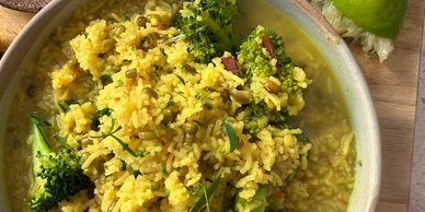 Flow and Food Yoga and Ayurveda for Living Simple Kitchari and Broccoli