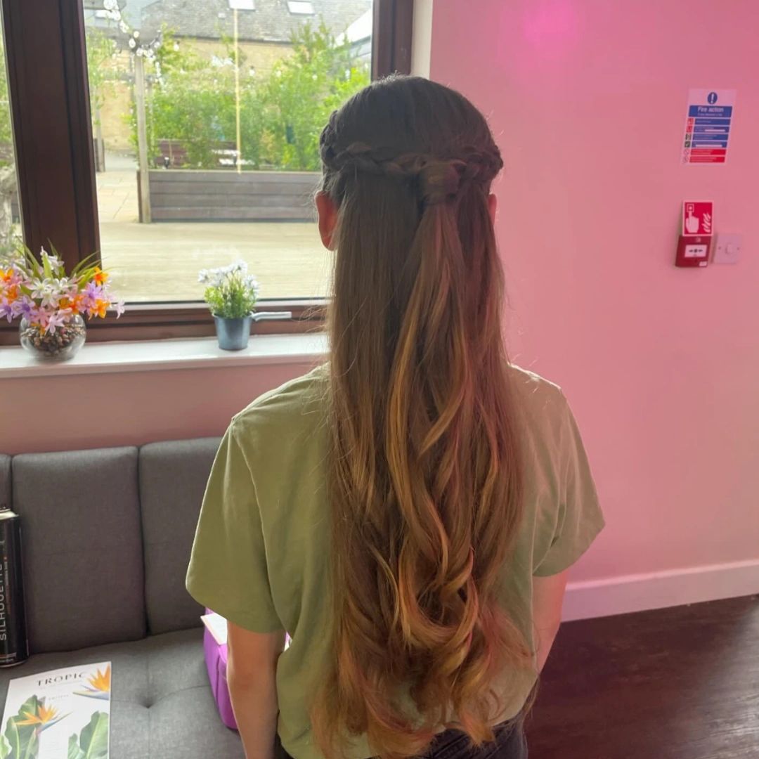 Long hair with hair extensions fitted at Secret Escape hair salon near Royston
