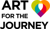 Colorful overlapping shapes forming a decorative logo design.