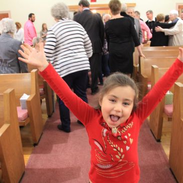 A child at Sunday service.
