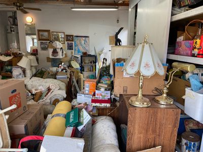 Hoarder junk in the garage for removal