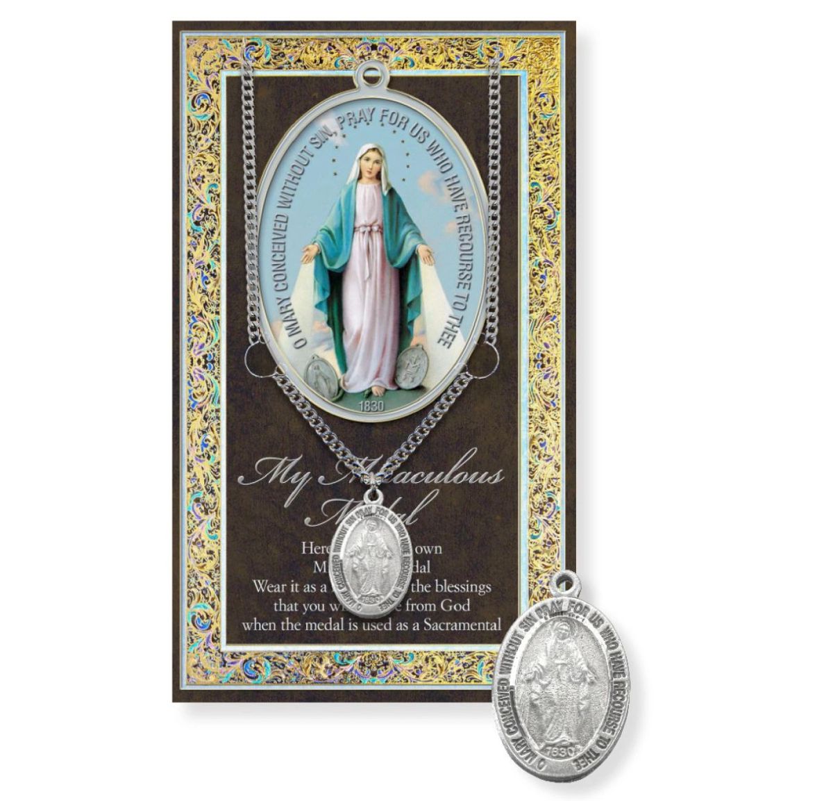 10 Piece, 1", Miraculous Medal Genuine Pewter Medal on a 24" stainless ...