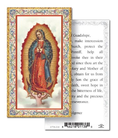 1-Pkg 100PC, Our Lady of Guadalupe Embossed Italian Holy Card, Card ...