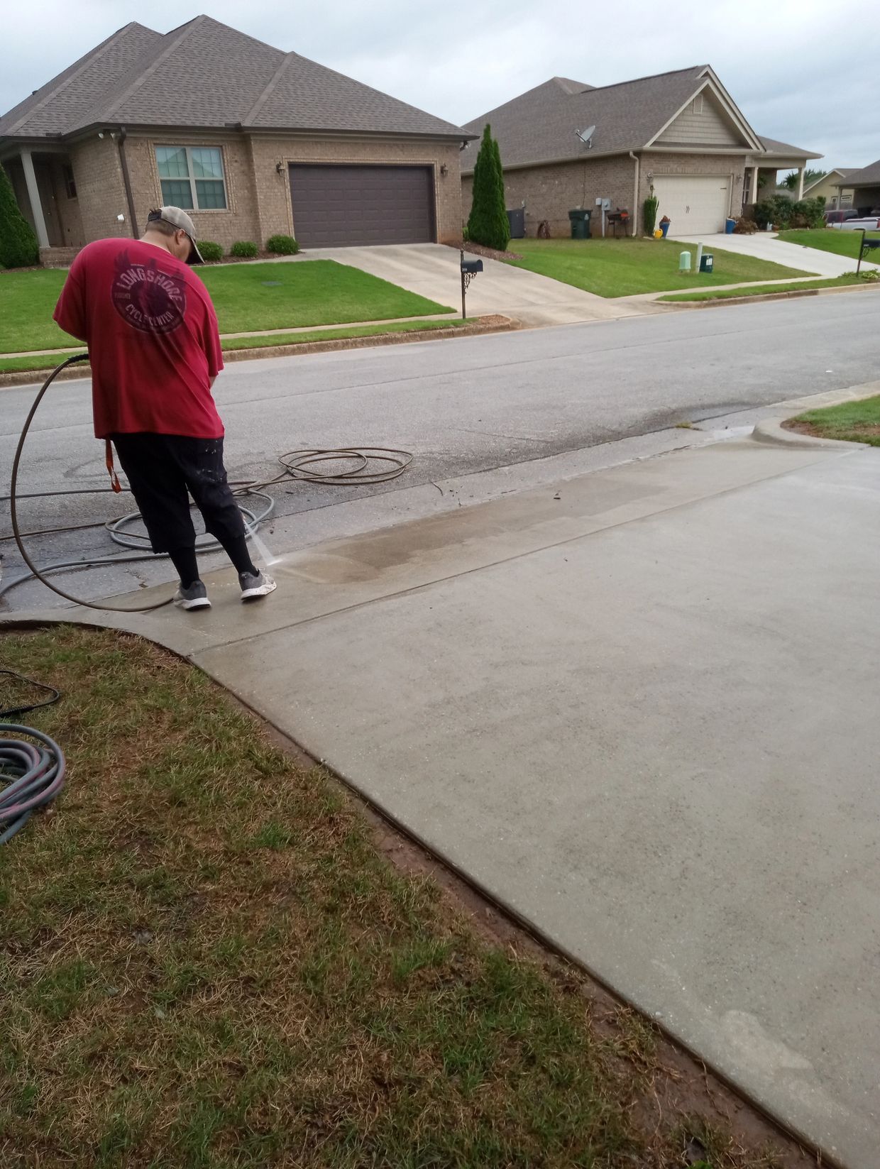 Finishing up customer's driveway 