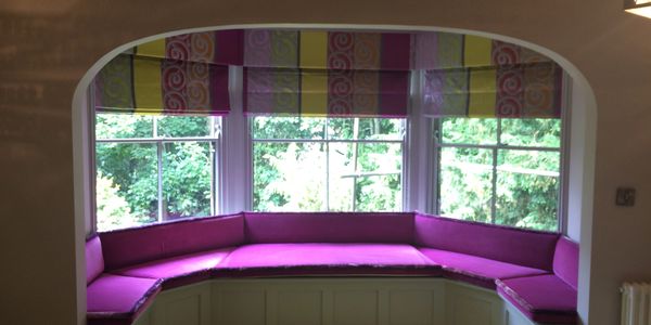Hand sewn roman blinds in designers guild fabric .
