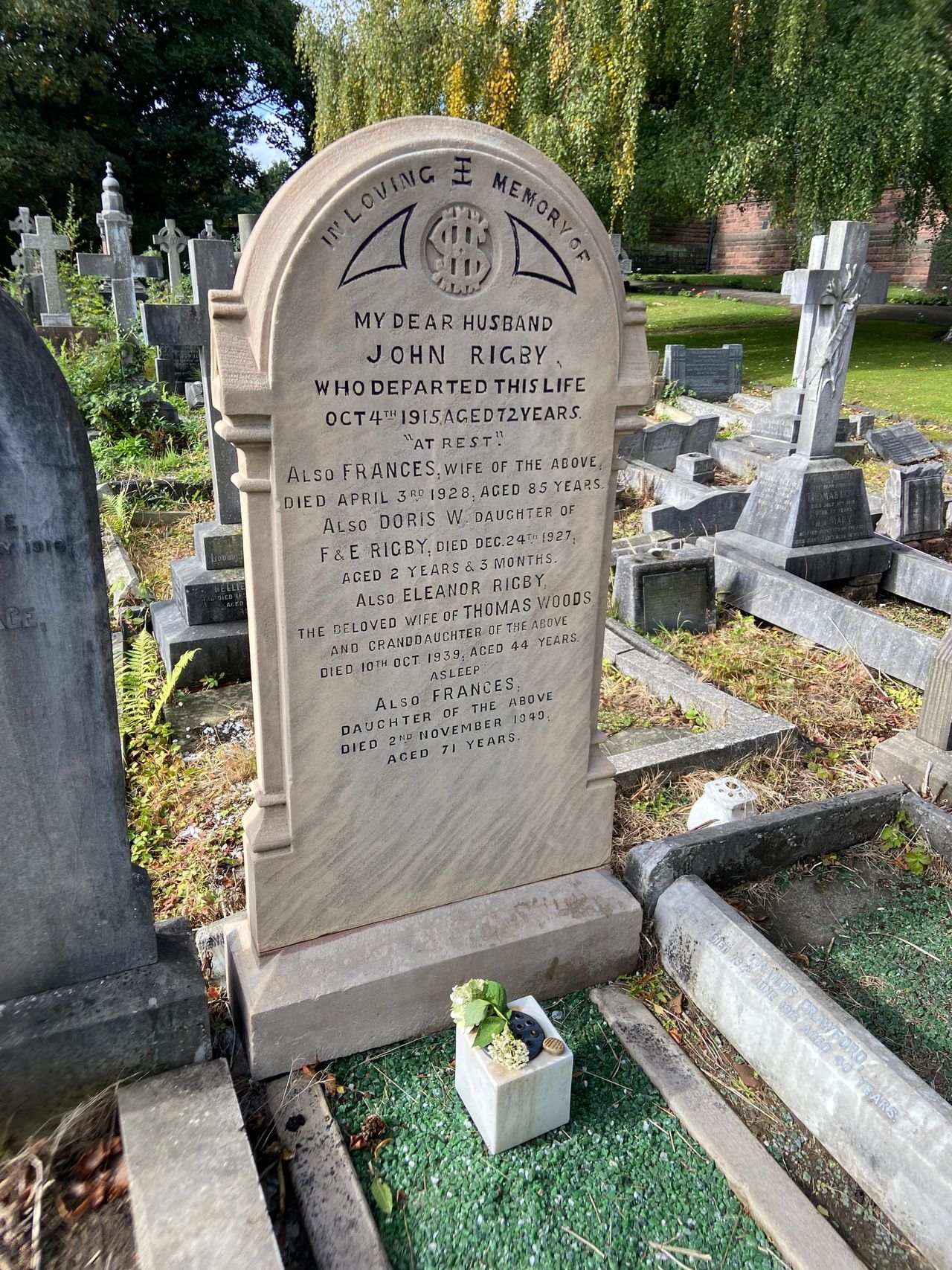 Stories vary on whether Paul and John were inspired by this grave stone, but it makes sense to us. This is at the church where John and Paul first met in Liverpool.