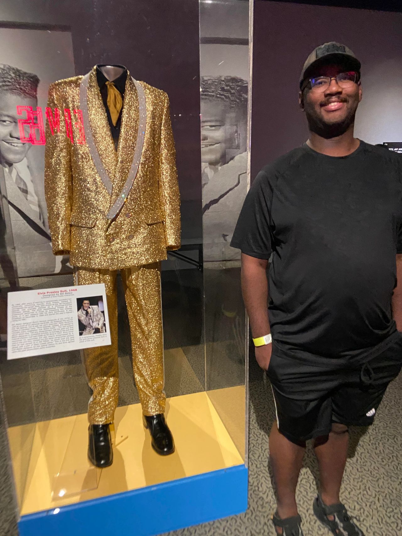 The influence of Elvis Presley can be seen through the hall of fame. On display here, Elvis's gold suit from 1968.
