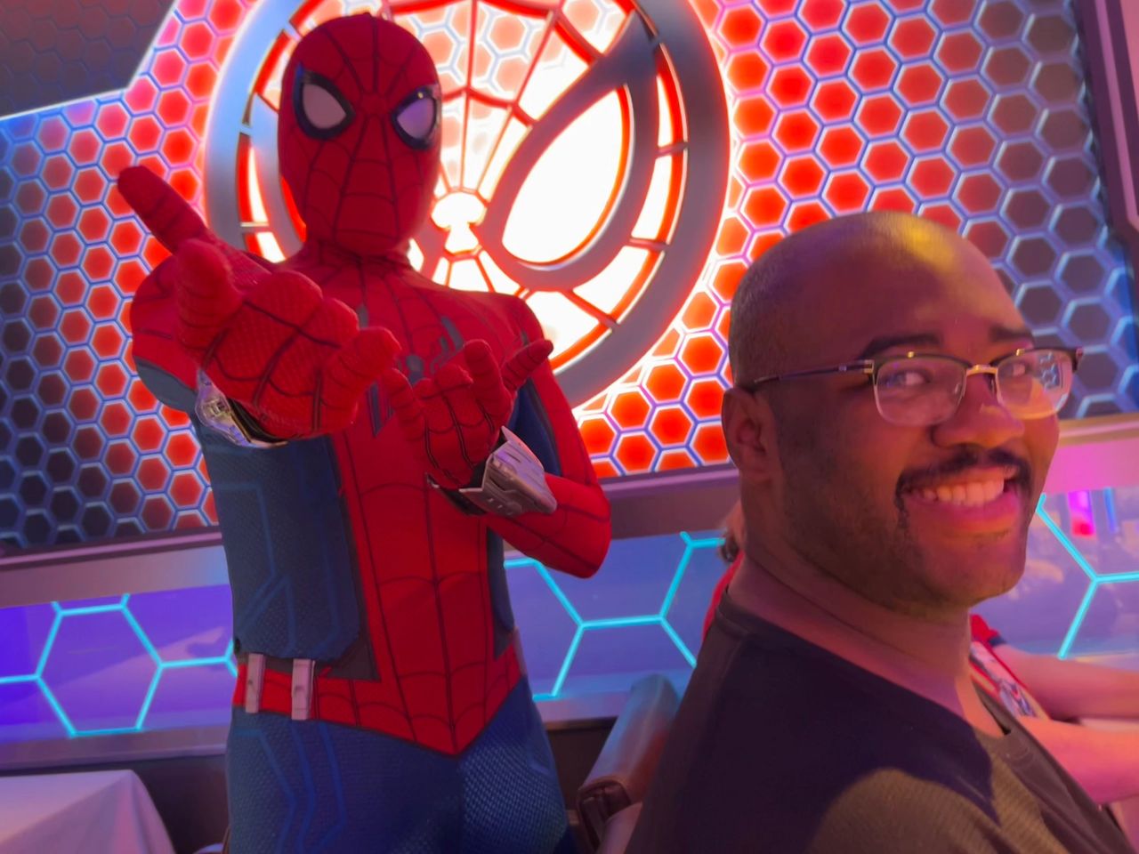 Be patient and be ready for your opportunity to get your picture taken with Spider Man as a part of the World of Marvel dining experience on the Disney Wish.