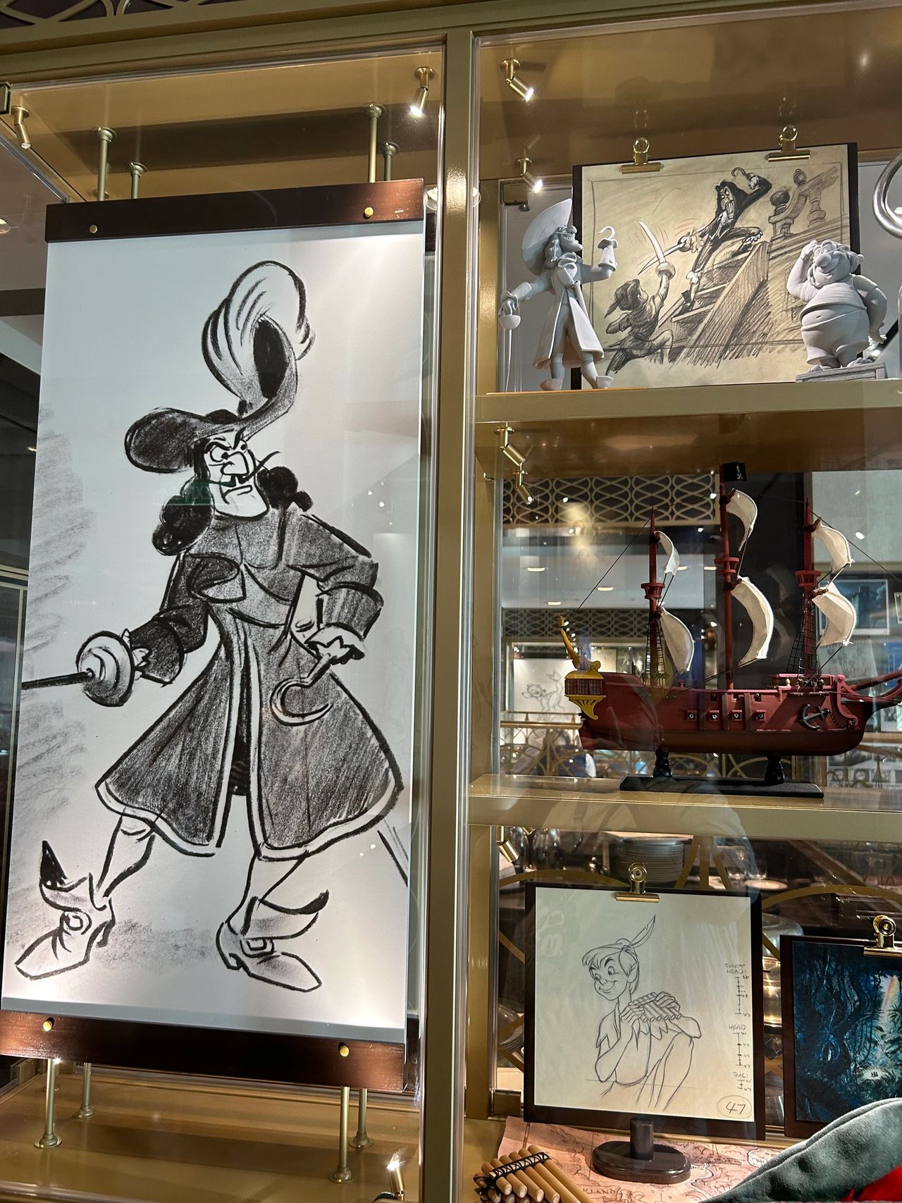 Dining in the 1923 restaurant on the Disney Wish is like dining at a Disney museum. Great food in surroundings full of memorabilia celebrating Disney's rich history including original artwork and props from Peter Pan.