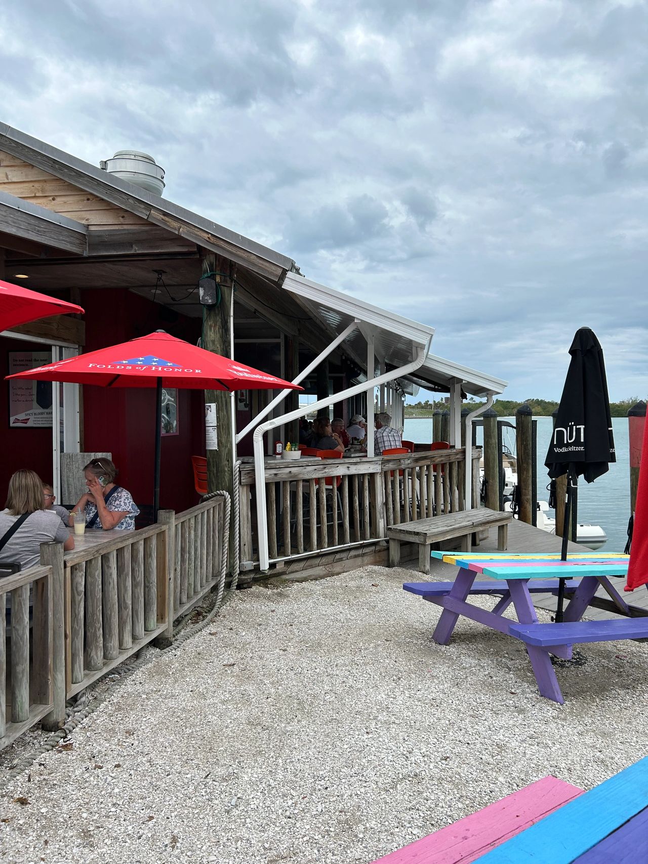Right on the water, the Salty Dog is a great place for sandwiches, peal and eat shrimp and a cold beverage. They also serve breakfast on the weekends.