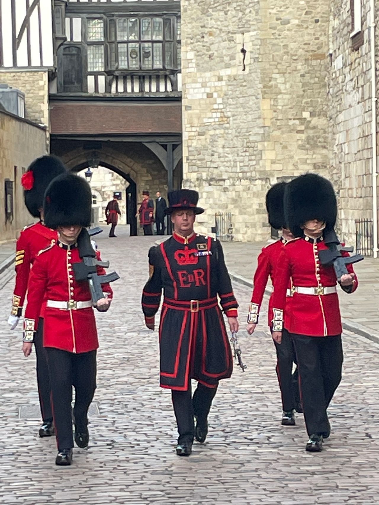 An armed escort along with the Duty Yeoman Warder perform a 700 year old tradition to open up the Tower of London.