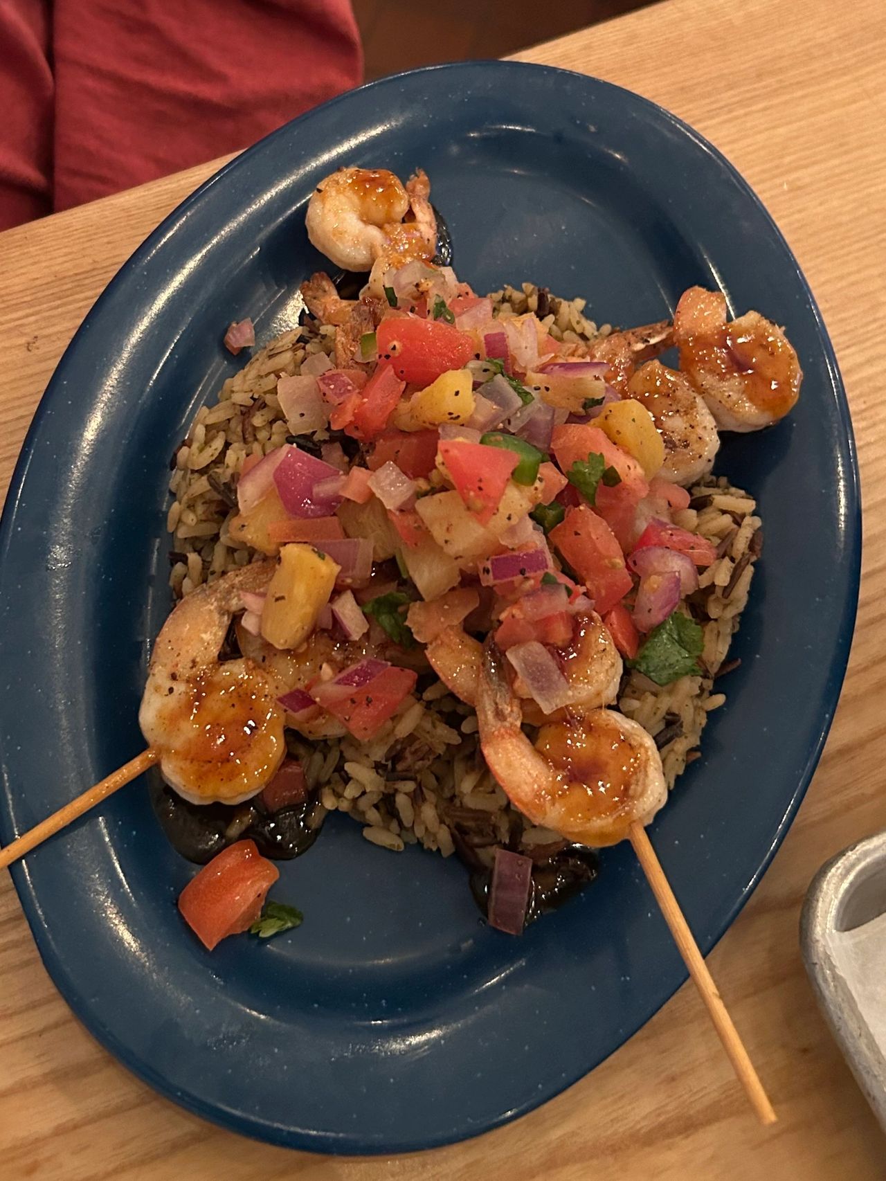 Blackened shrimp skewers from Beachcomber's Restaurant in St. Augustine, Florida