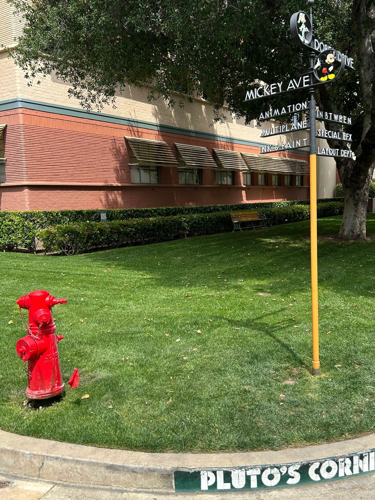 Pluto's Corner on the Disney Studio lot is located just outside the Animation Building.