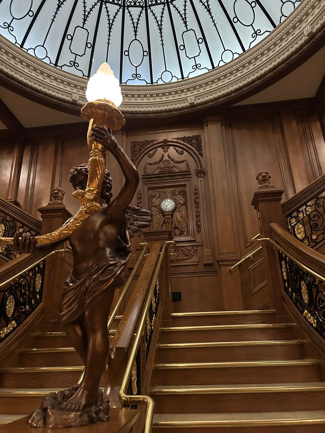 Visitors can get their photo and walk down a replica of the grand staircase from Titanic. This is an exact recreation, built from the original plans from ship builder Harland & Wolff. 