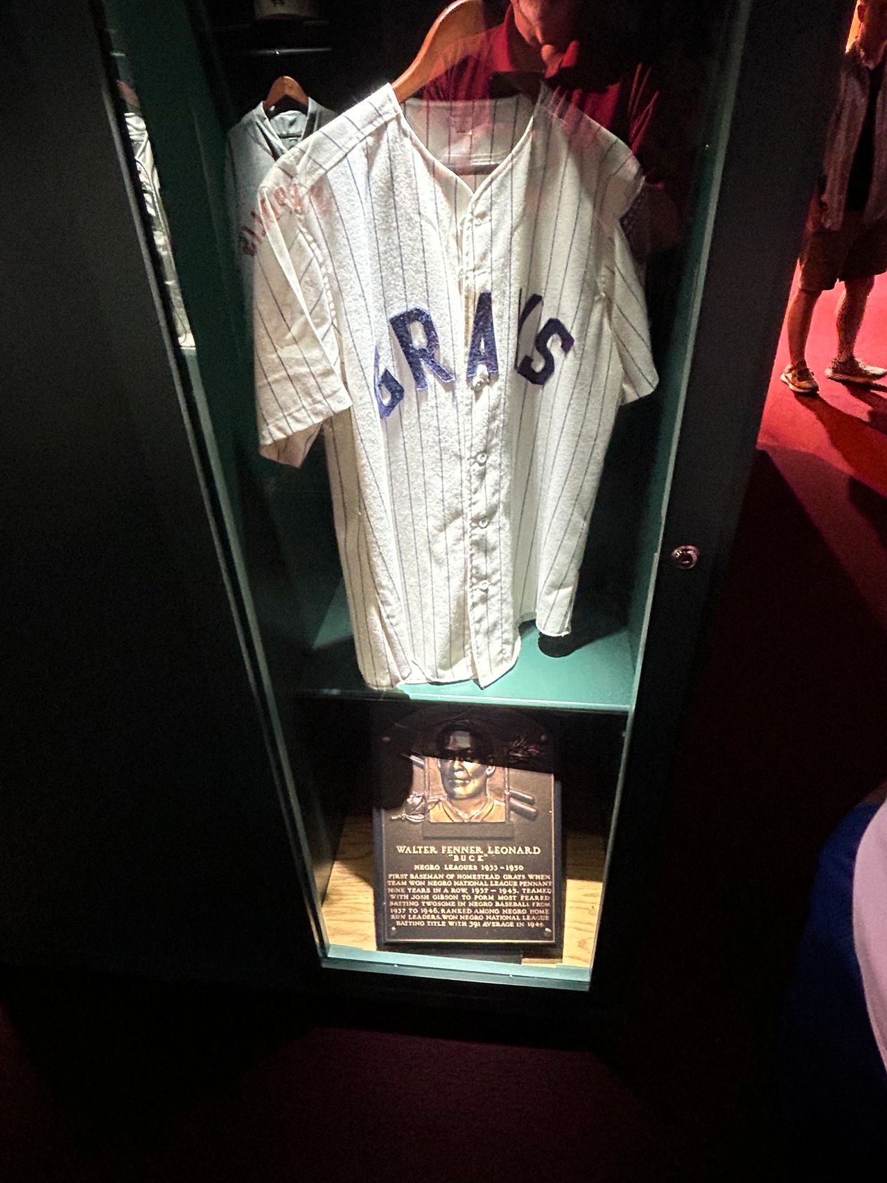 Each player from the league enshrined into the National Baseball Hall of Fame is honored with a Hall of Fame Locker, on display at the museum. This locker features the career of Buck O'Neil, one of the founders of the museum.