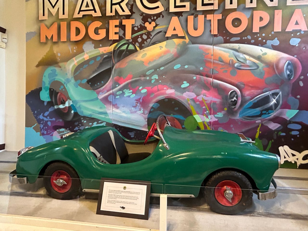 One of the original Disneyland attractions was Autotopia. On display at the Walt Disney Hometown Museum is one of the original cars, as well as a portion of the original track. One of the original Disneyland attractions was Autotopia. On display at the Walt Disney Hometown Museum is one of the original cars, as well as a portion of the original track.