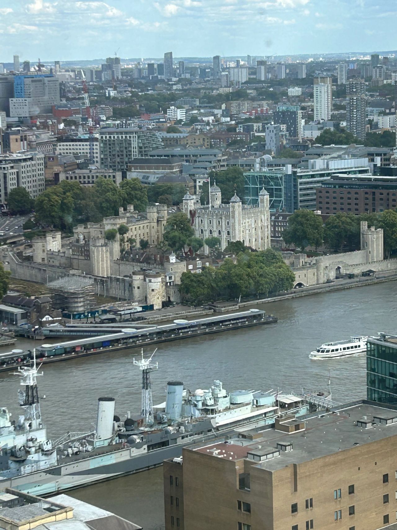 You can sit and watch river traffic on the Thames float by as you enjoy your afternoon tea. The views include the unique perspective to look down on the Tower of London, situated on the river bank just north of The Shard. 