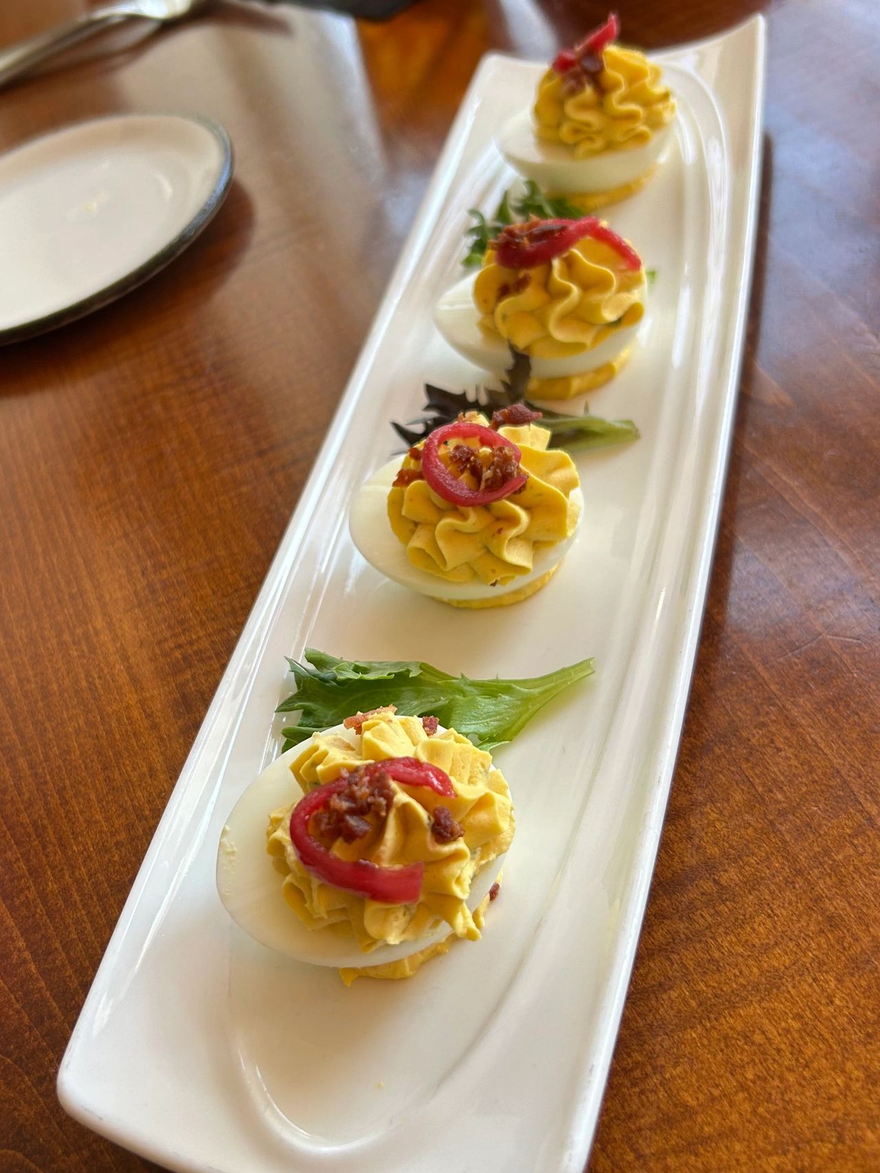 Golden Lamb has a strong offering of appetizers to try. Our selection was the very traditional deviled eggs. 