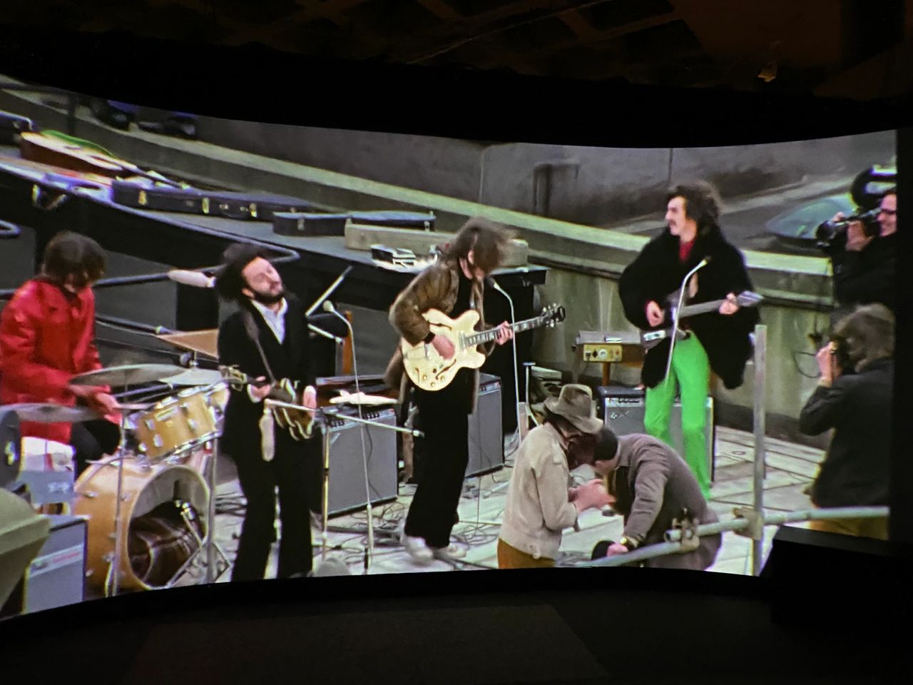 From an exhibit at the Rock N Roll Hall of Fame in Cleveland, a picture from the rooftop concert by the Beatles that many people would say was the end of the famed group.