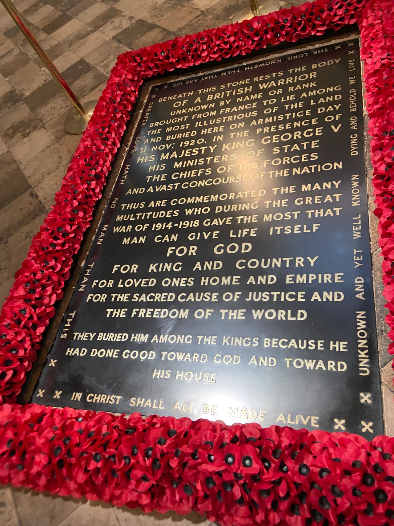The British Tomb of the Unknown Warrior is sacred ground at Westminster Abbey. While other markers can be walked on, this specially designated grave is set aside.