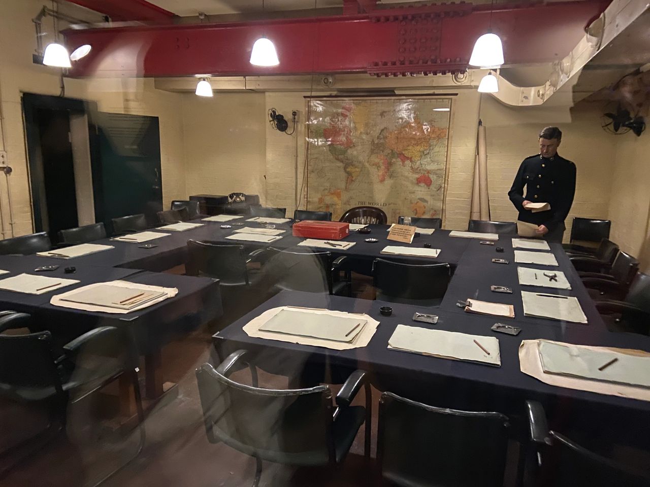Inside the Churchill War Rooms in London, one of the rooms where meetings were conducted to work on strategy to fight and win the war vs. the Germans. 