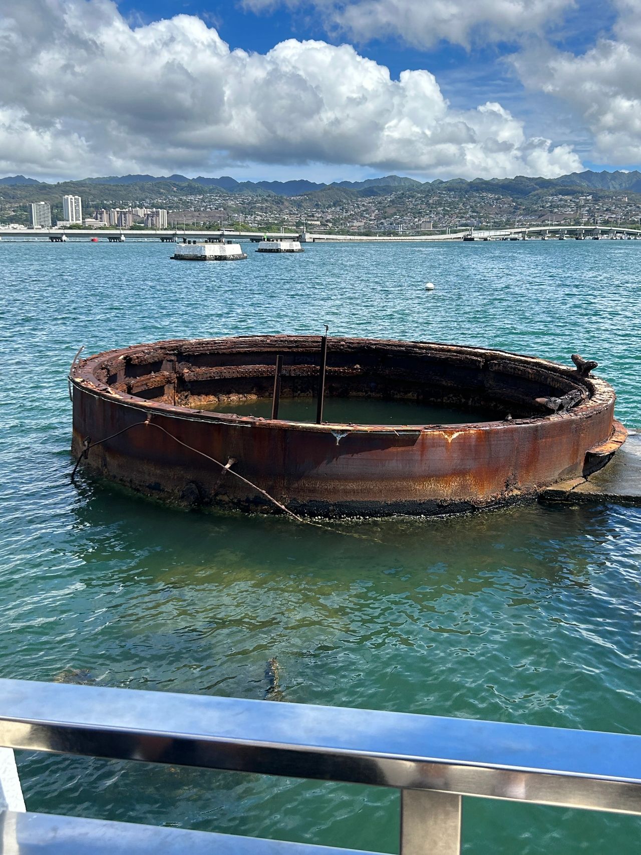 What makes the USS Arizona Memorial unique is that it is a floating memorial above the remains of the USS Arizona and those that perished during the bombing.