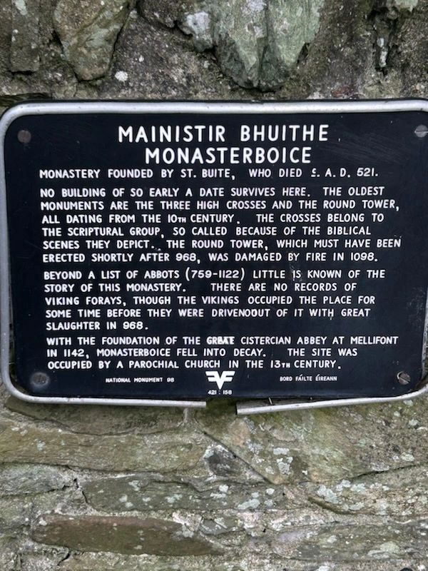 Historic marker for Monasterboice Historic marker for Monasterboice