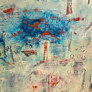 deep red navy blue painting abstract