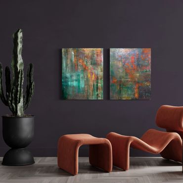 Teal purple abstract painting art