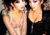 provided makeup for model on the left.