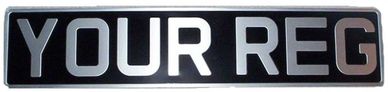 Pressed Metal Number Plates Black & Silver