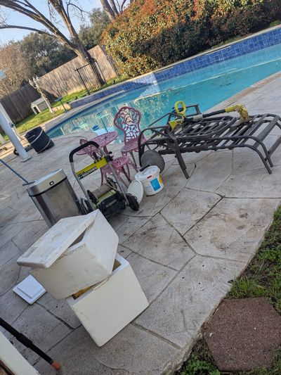 Junk pile in Burleson Texas removed by Herrera Hauling Junk removal 