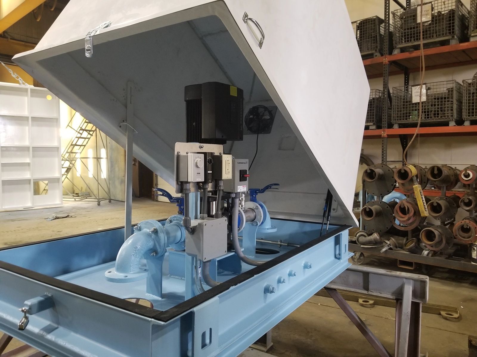 Grade mounted water booster components