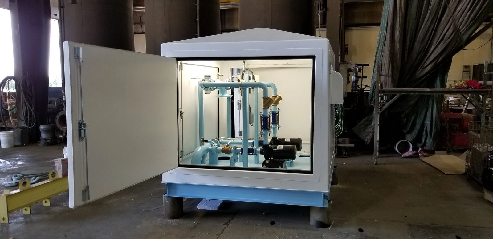 Above grade water booster pump station components