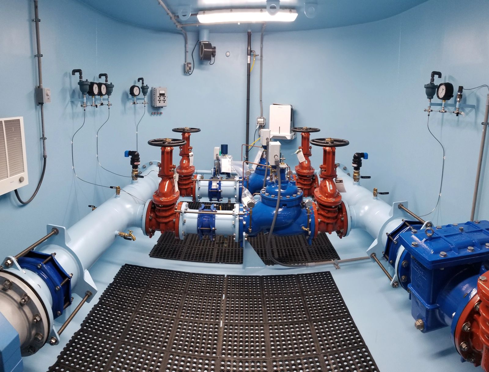 Water control valve vault — piping and valves