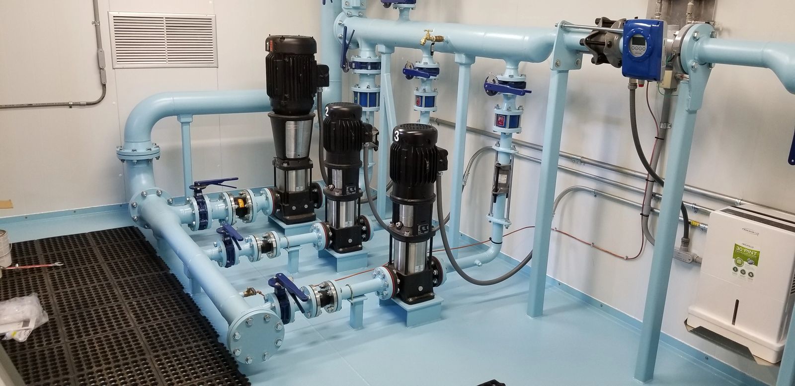 Water pumping system components in place