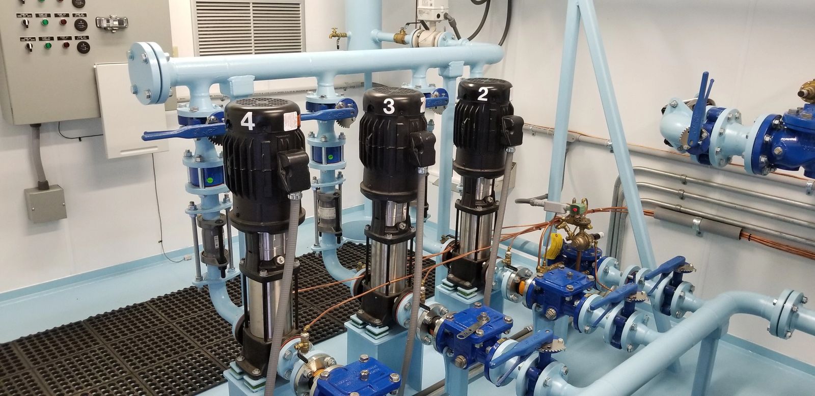 Water pumping system components installed
