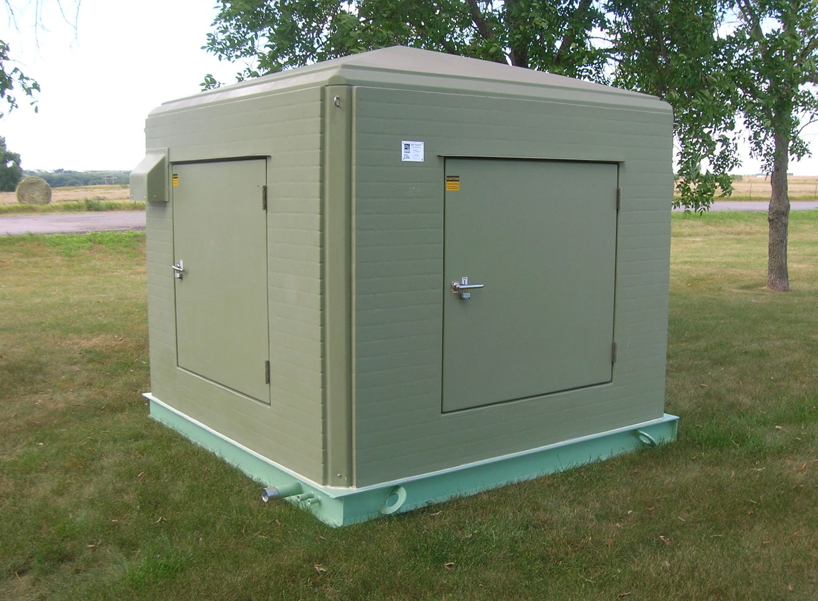 Above-grade self-priming sewage pump station exterior