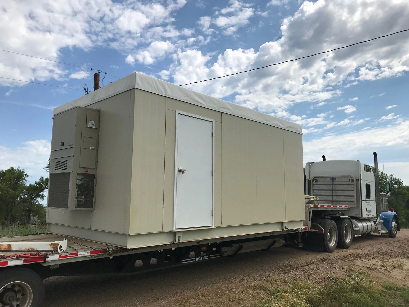 Modular water pumping station prepared for delivery
