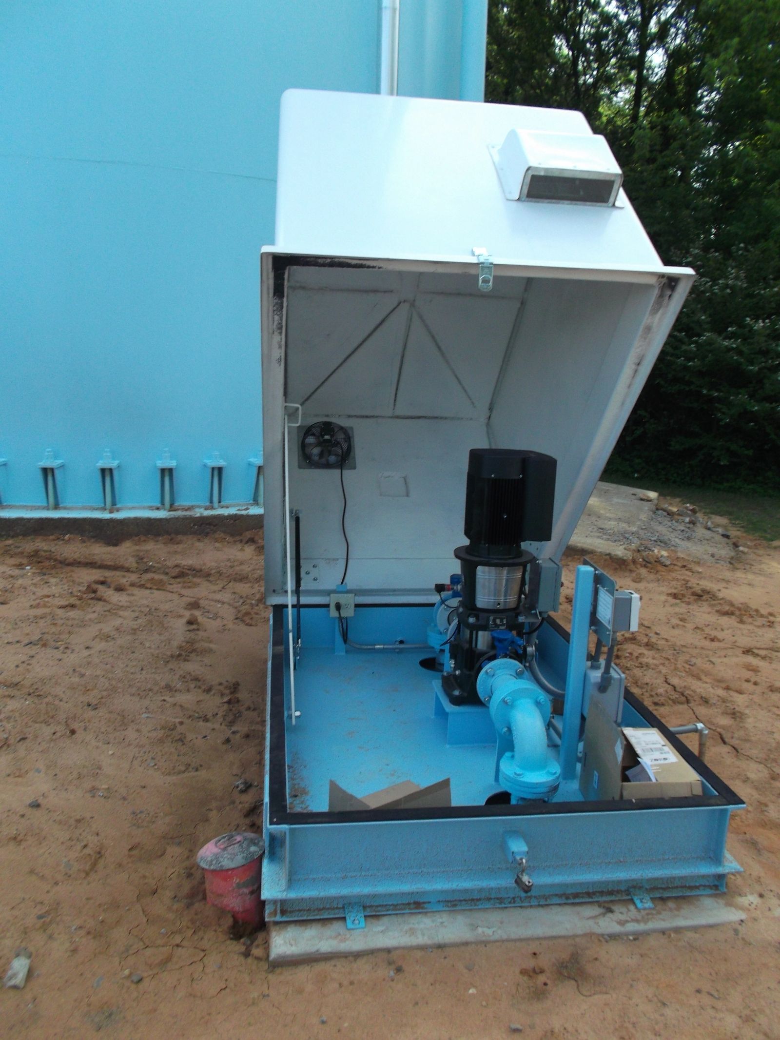 Above grade water booster interior — alternate view